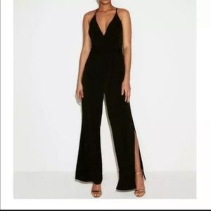 Express black wide split leg jumpsuit NWT